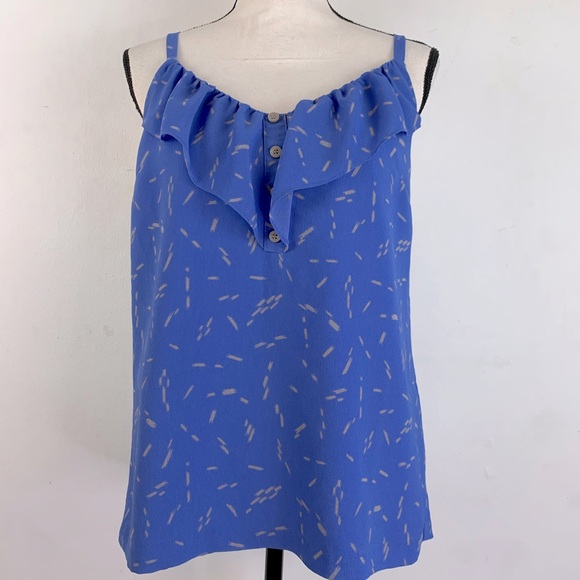 I ❤️ Ronson Periwinkle Blue Ruffle Collar Tank Top Size M - Picture 2 of 8